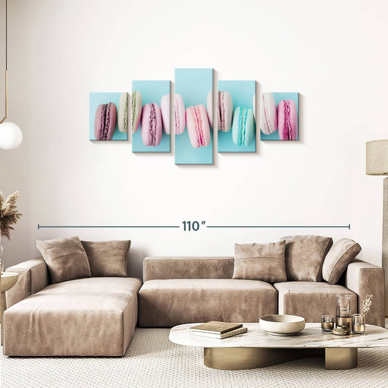 Délectable macarons sur toile, 5 pièces, H 74 po x l 34 po x P 1,25 po