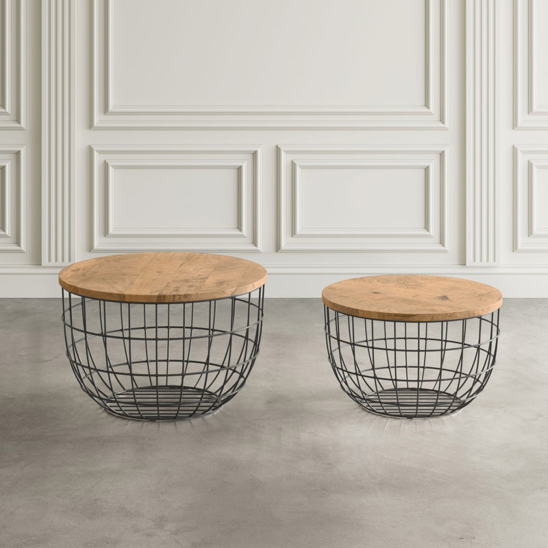 Deaundre Solid Wood Top Nesting Coffee Table, Black