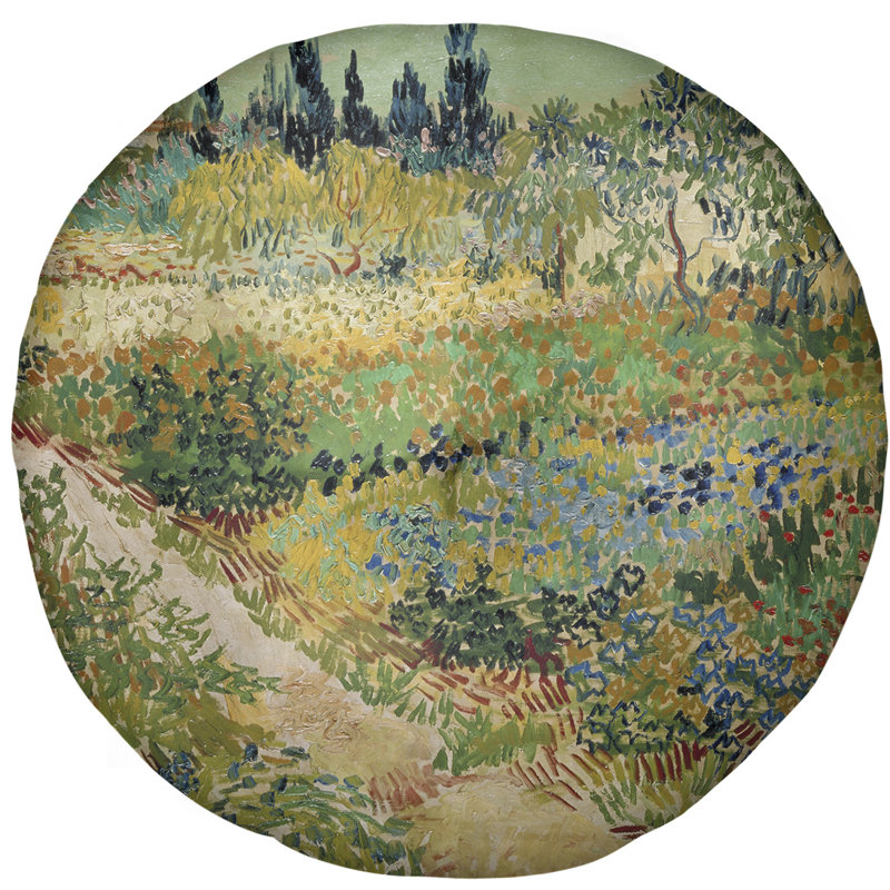 Coussin de plancher pfad gogh bluhender garten mit van van, 27,5 po x 55,5 po, Rouge / bleu / brun