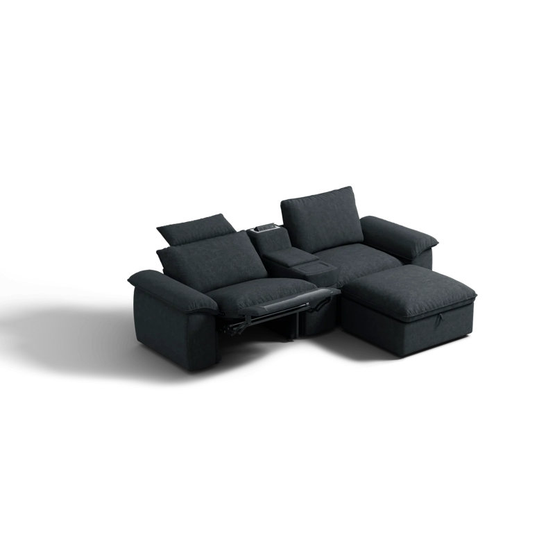 Canapé inclinable électrique à 3 places avec causeuse avec repose-tête et canapé modulaire surdimensionné avec table, tiroir, charge et repose-pieds avec rangement