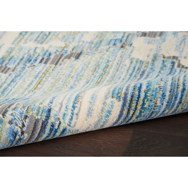Tapis beige/bleu Serafina, Rectangle 7 pi 9 po x 9 pi 9 po