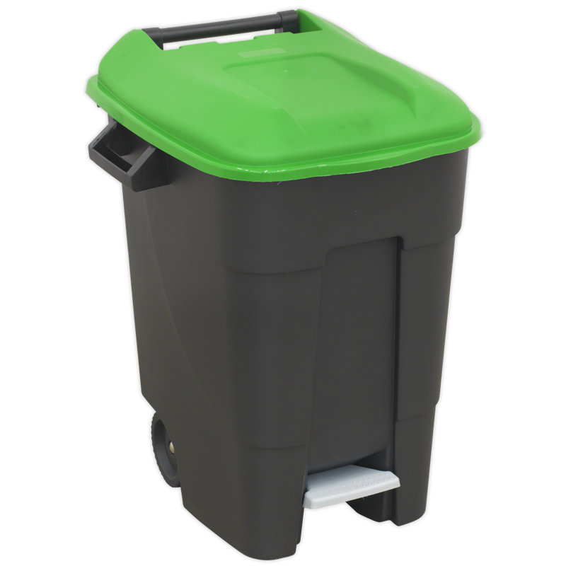 Kadlec Plastic Step On Outdoor Trash & Recycling Bin - 100L, Green