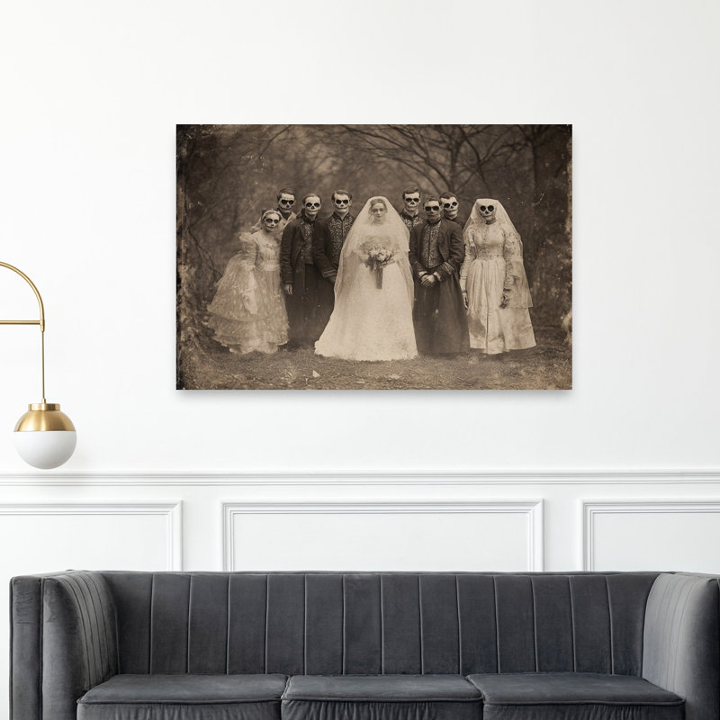 " Skeleton Wedding Party Gothic Vintage Abstract Forest Landscape Wall Art Print " Print, 40" H x 60" W