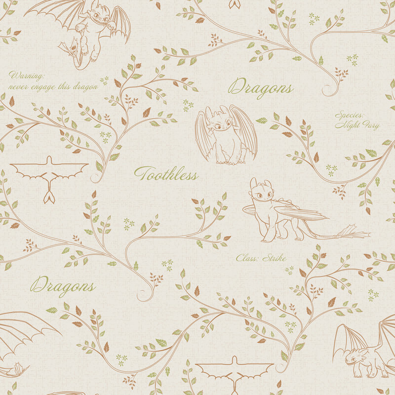 How to Train Your Dragon Toothless Radical Nature Peel and Stick Wallpaper, Cream