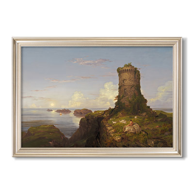 Italian Coast Scene with Ruined Tower, 1838-Thomas Cole-Custom Framed Canvas