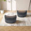 33.5cm Wide Curved Solid Colour Footstool Ottoman with Storage-1008829929