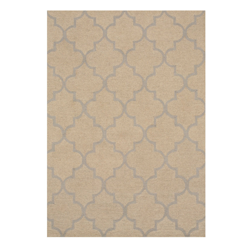 Tapis décoratif beige en laine Touffeté à la main 5 pi x 7 pi Durrant
