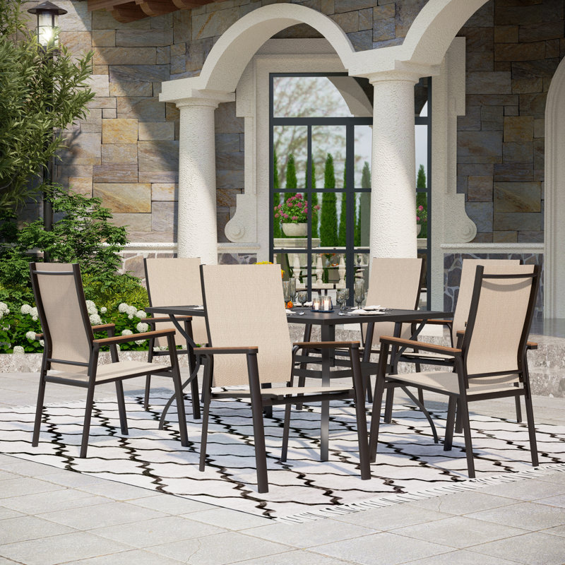 Fauteuil de patio empilable en aluminium Alyah, Beige