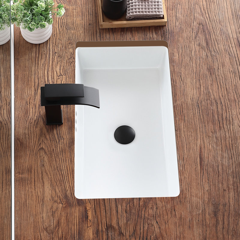 Lavabo de salle de bain moderne encastré en céramique blanc avec trop-plein 21,8 "X 14,0"