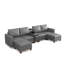 Canapé modulaire en forme de U de 132 po de largeur à 132 places avec console et rangement, gris-806285685