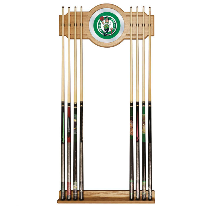 Support à queue de billard avec miroir nba, Celtics de Boston, L 30 po x l 12 po