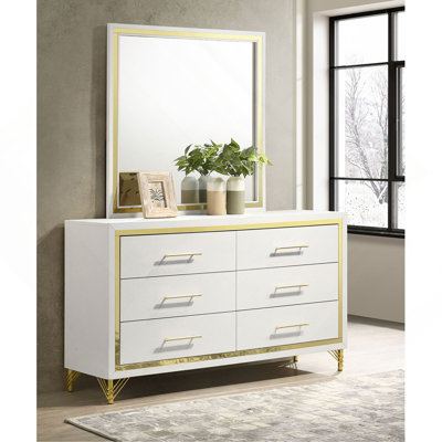 Commode 6 tiroirs avec miroir