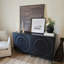 Buffet 4 portes noir, armoire de rangement Buffet noir avec design décoratif