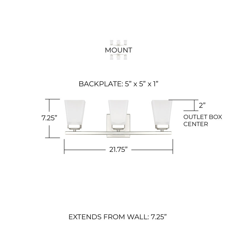 Baxley Dimmable Vanity Light, Polished Nickel, 3