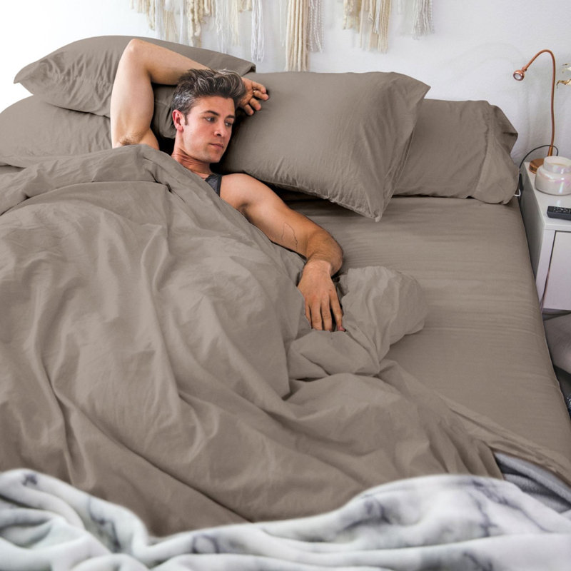 Sandy Taupe Cotton Percale Standard/Queen Pillowcase Set
