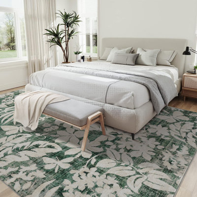 Tapis de salon à motif floral botanique 9 x 12 lxt
