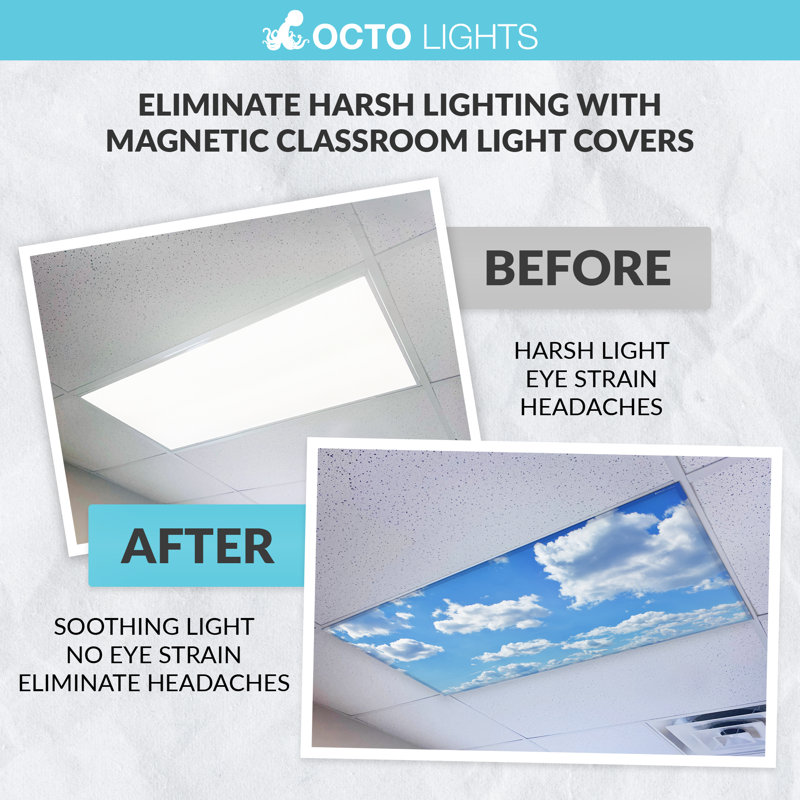 Cloud - Couvercle de lampe fluorescente magnétique pour plafonniers de classe - 2 x 4 - par Octo Lights