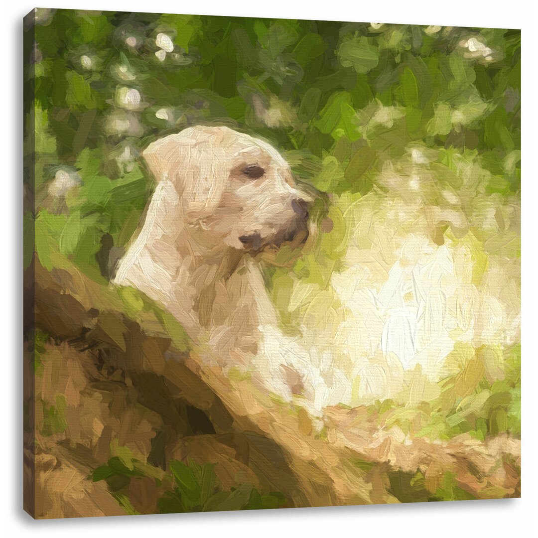 Leinwandbild Labrador Welpe im Wald