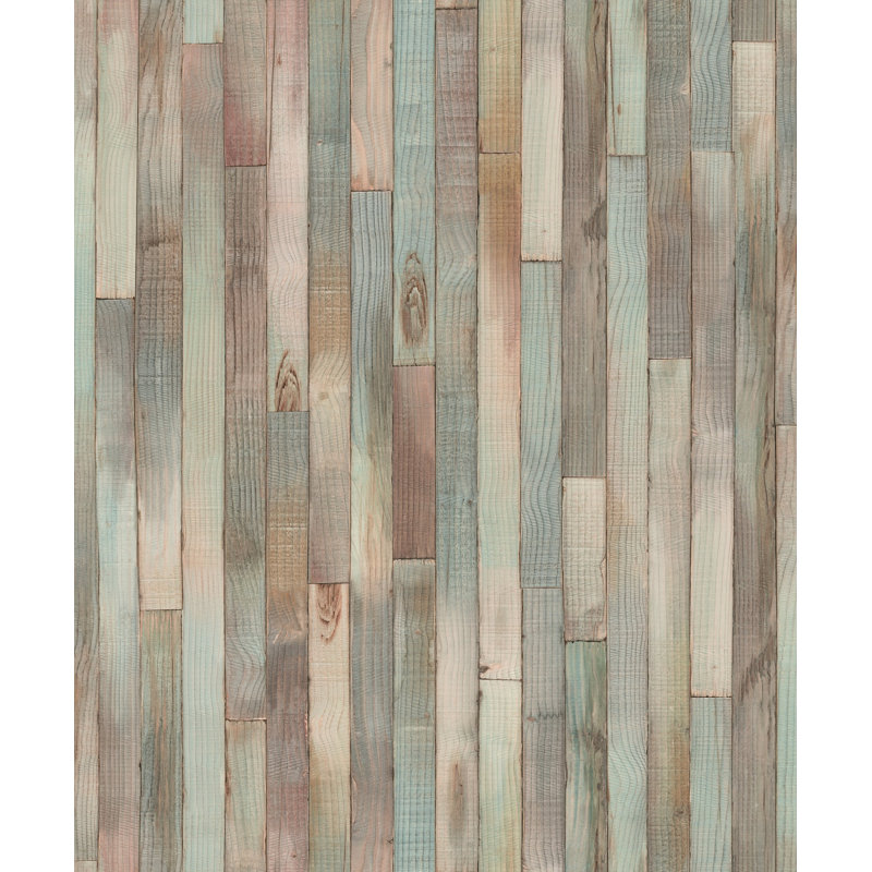 Woods and Wicker Collection Wood Plank Effect Wallpaper Roll, Green/Brown