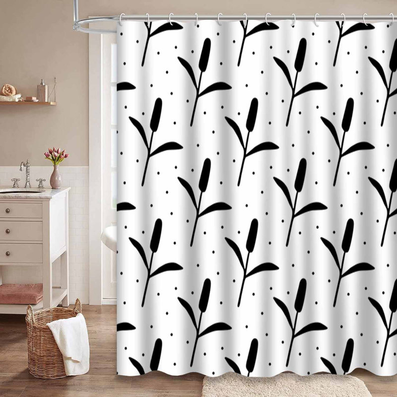 Rideau de douche imperméable à pois à motif abstrait avec 12 crochets, L 72 po x l 84 po