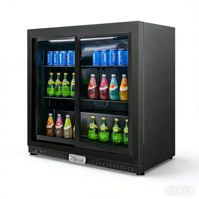 VITLIFE Back Bar Cooler with 2 Sliding Glass Doors， Under counter Beverage Refrigerator with LED,7.5 Cu.Ft.，Counter Height Commercial Bar Fridge for Beer, Wine, Soda in Bar, Restaurant, Home