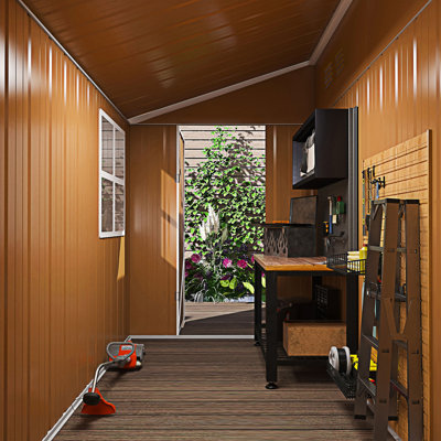 Outdoor Storage Shed With Single Hinged Door, Windows And Ventilation