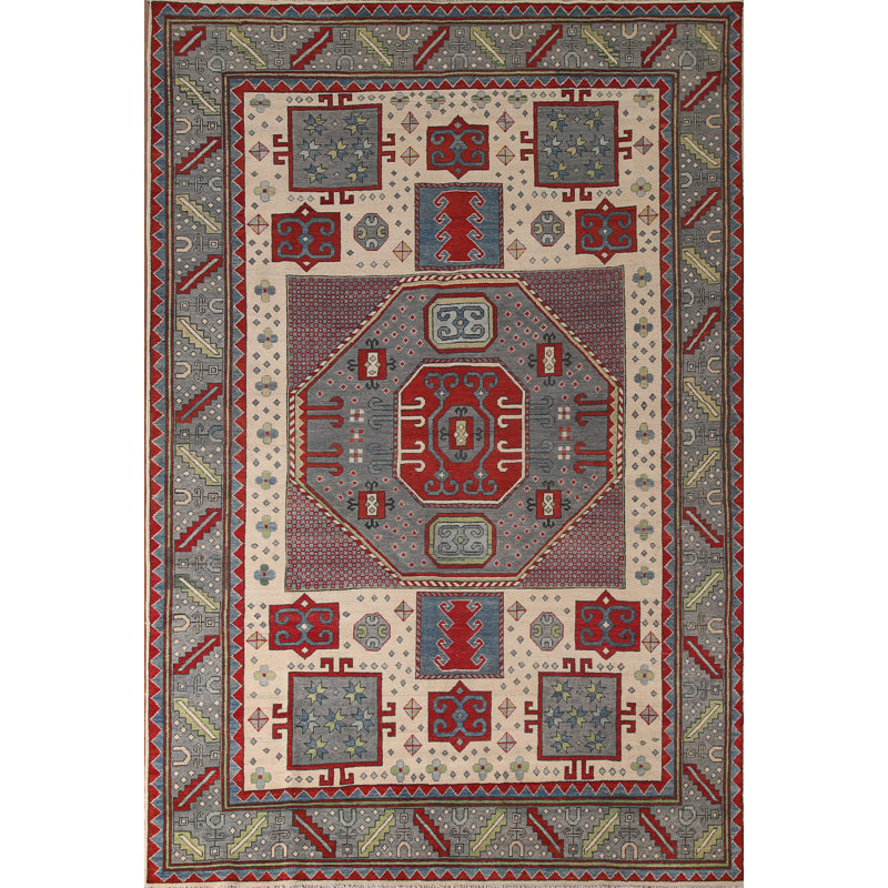 Geometric Kazak Oriental Area Rug 7x10