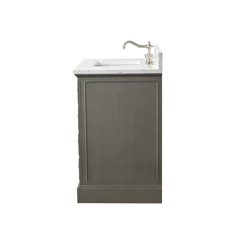 Thompson 36" W Single Bathroom Vanity, Silver Gray/Brushed Nickel