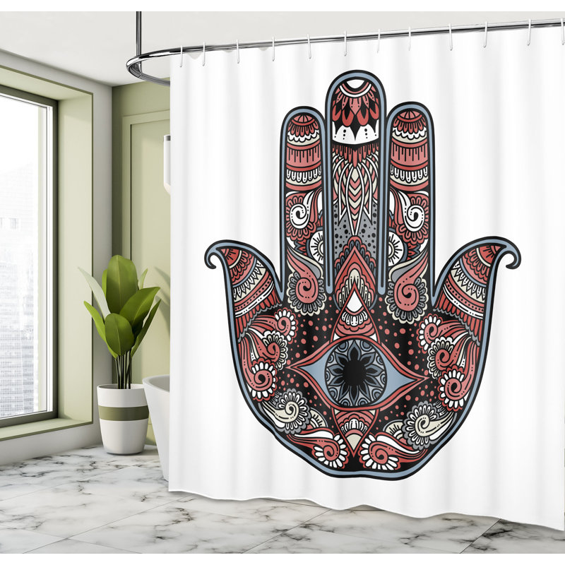  Rideau de douche avec crochets inclus, Blanc corail, H 84 po x l 69 po