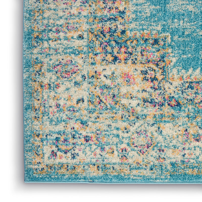 Abbate Oriental Light Blue /Ivory Area Rug, Rectangle 8' x 10'