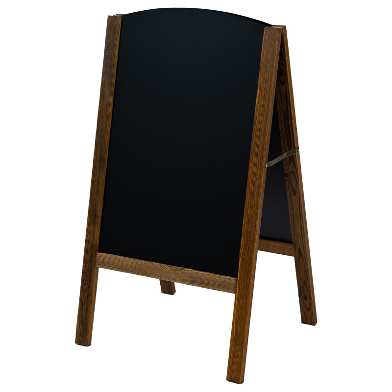 Rustic Brown Pine Wood A-Frame Chalkboard Sign with Chalk and Eraser