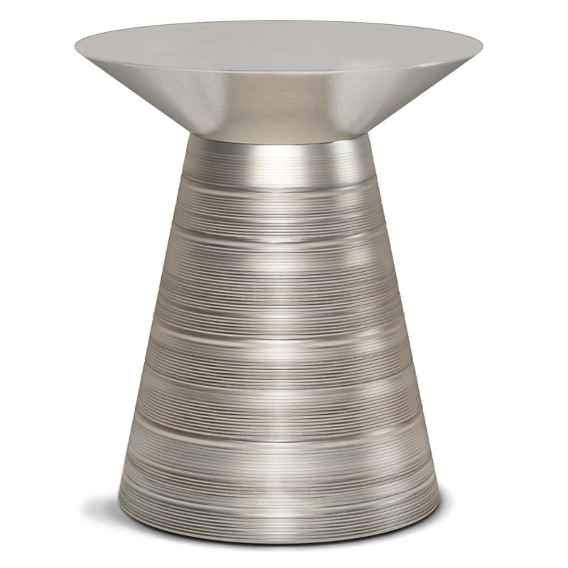 Table de bout ronde en métal argenté 20 po
