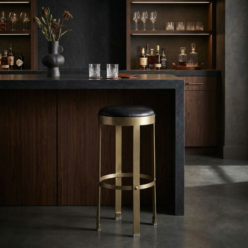 Prince Upholstered Counter Stool with Metal Frame, Bar Stool (32" Seat Height)