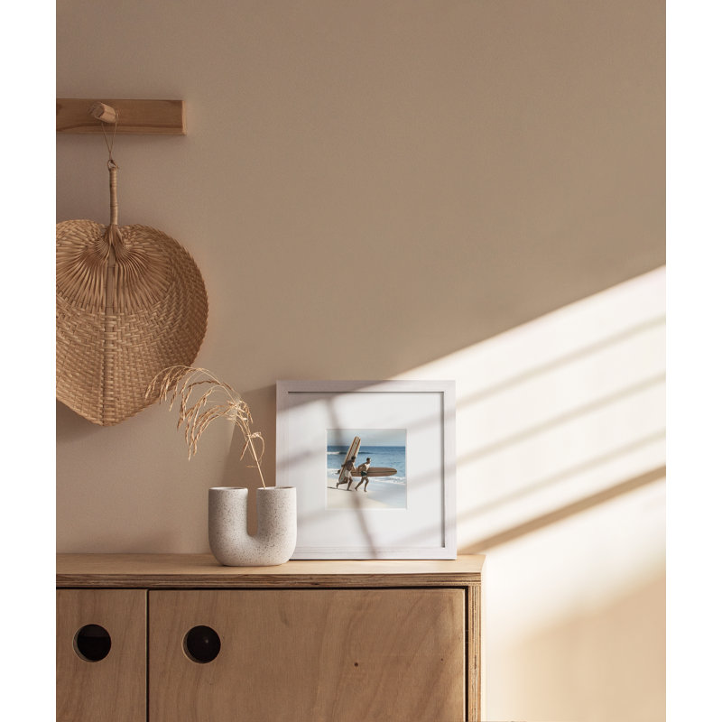 Cadre photo en bois massif avec verre, Blanc, L 8 po x H 8 po