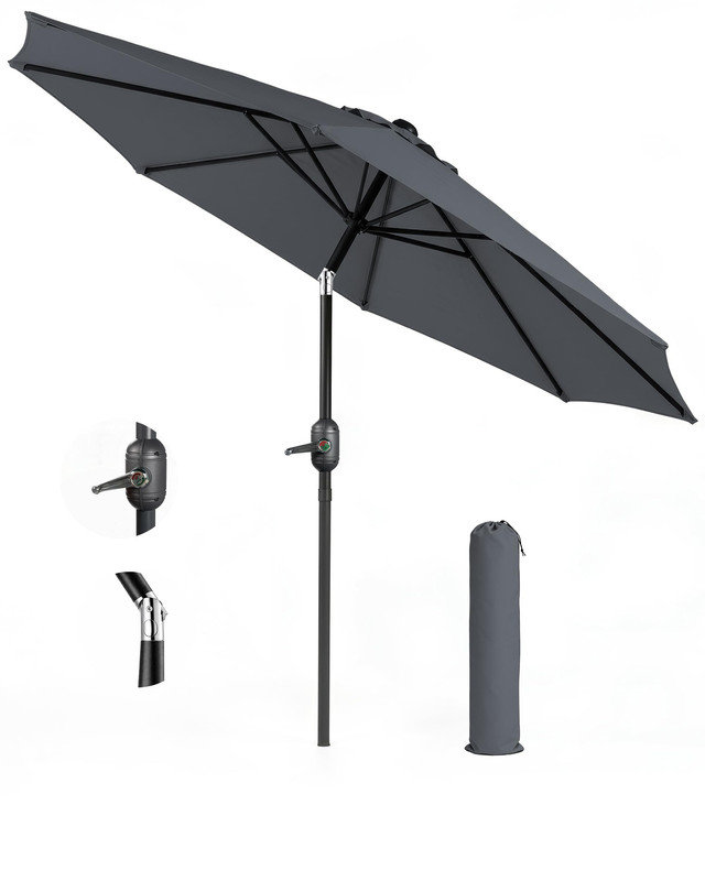 268cm Tilt Beach Parasol, Grey