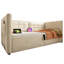 Lit de jour simple rembourré en velours beige avec rangement hydraulique, et charge de type C, lattes en bois et dossier pour une chambre à coucher remplie de confort-205253340
