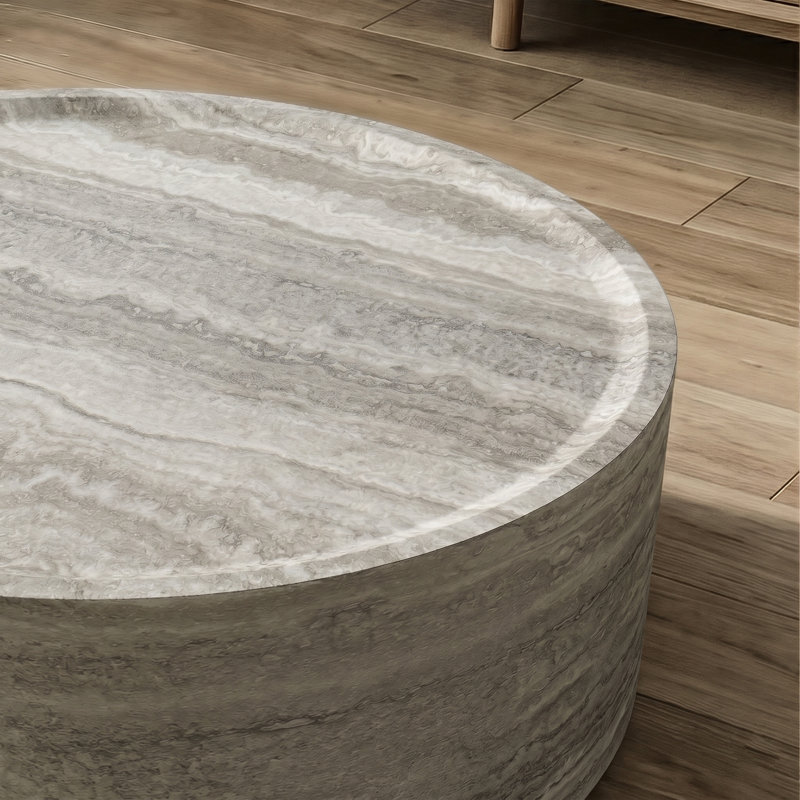 Table basse ronde de 100 cm (39,4 po) sans assemblage, aspect marbre élégant, H 12,2 po x L 39,37 po x l 39,37 po