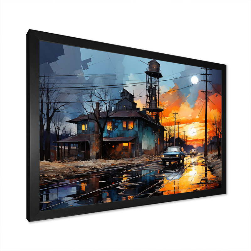 Cobalt contraste usine, impression sur toile, H 12 po x l 20 po x P 1 po, Cadre simple noir