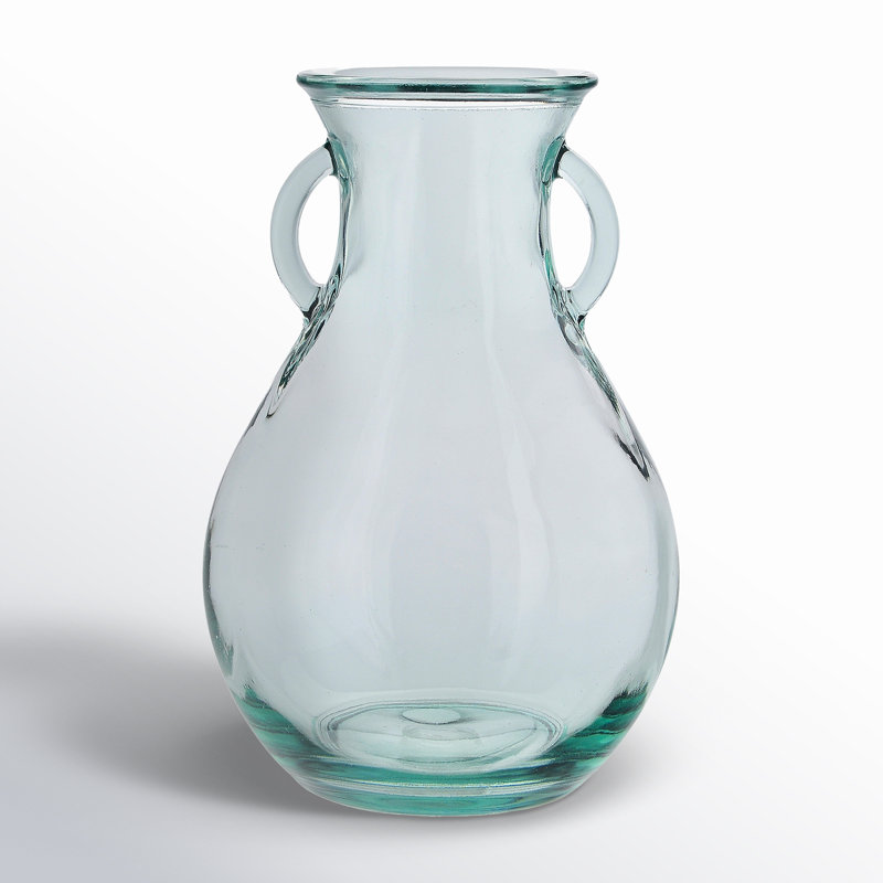 Large French Country Glass Vase, 9.5 inch, 73 oz Capacity, 9.5" H x 6.25" W x 6.25" D