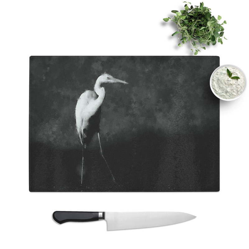 Tempered Glass Stork Bird Chopping Board, 28.5 cm x 39 cm
