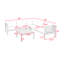 Ensemble de canapé d'extérieur avec table basse et coussins, ensemble de conversation modulaire-131240666