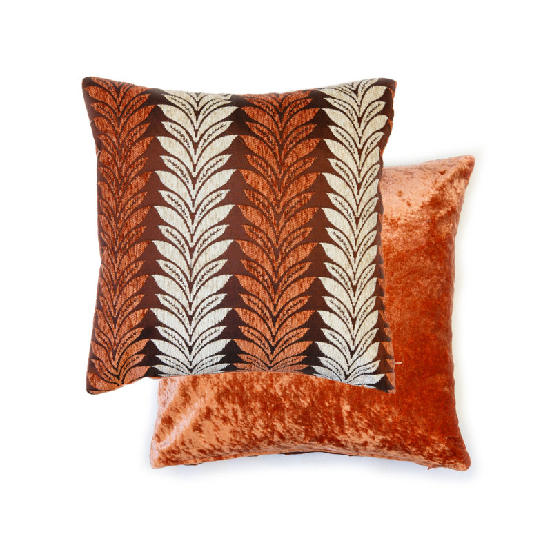 Seraphina Abstract Square Throw Pillow Cover, Orange/Cream