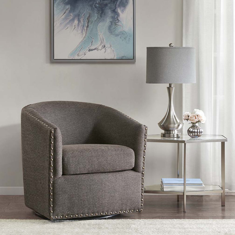 Fauteuil demi-tonneau pivotant rembourré