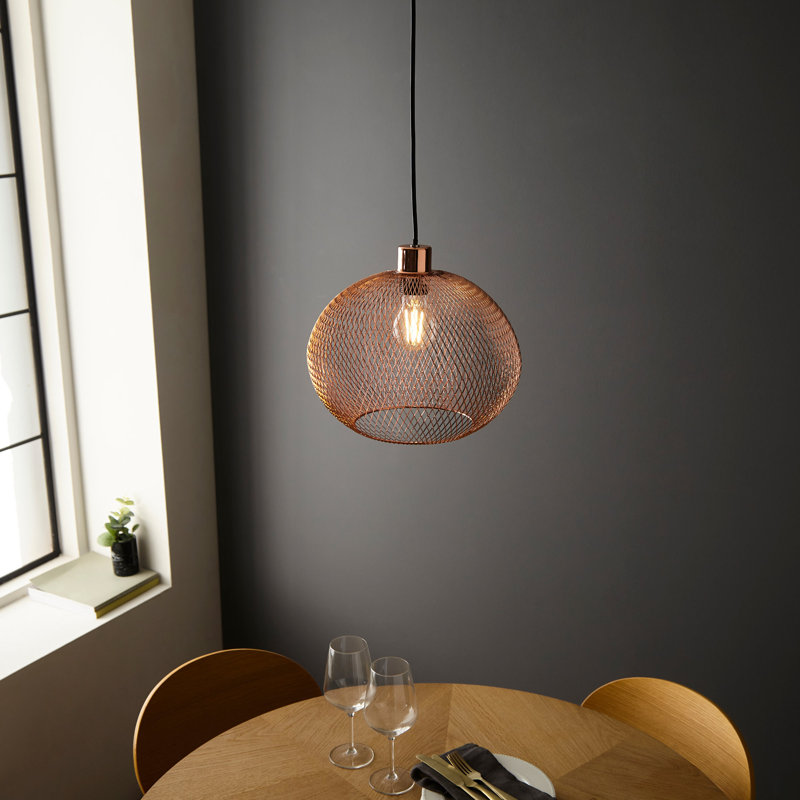 1 - Light Pendant, Polished Copper Plate