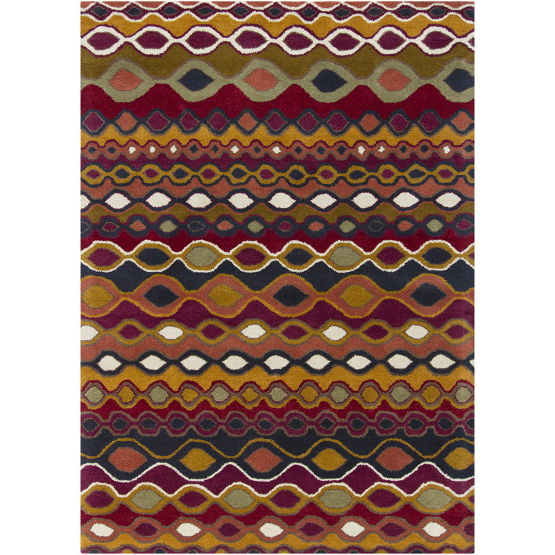Tapis de la région d'Abbeville, Rectangulaire 7 pi x 10 pi, Mauve/orange