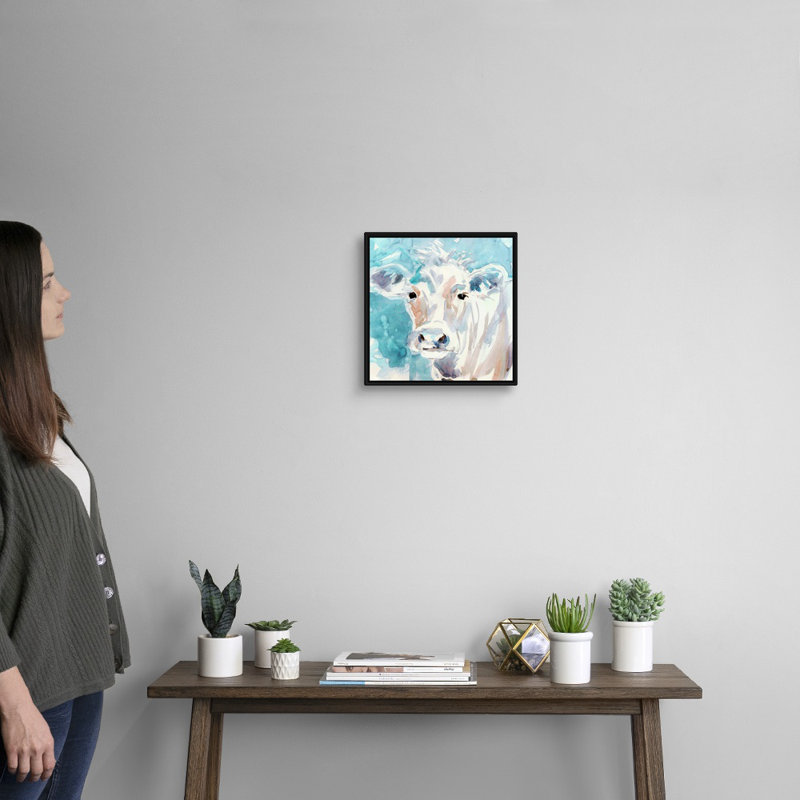«Color Wash Cow», reproduction d'art sur toile, H 13,7 po x l 13,7 po x P 1,75 po, Cadre flottant noir
