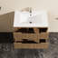 Meuble-lavabo mural flottant avec lavabo 30 po, noyer, 2 grands tiroirs, système de fermeture en douceur, design moderne avec finition en noyer de céramique, rangement spacieux, design contemporain, peu encombrant
