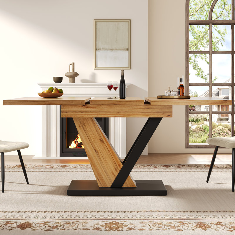 Extendable Metal Base Dining Table