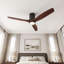 Ventilateur de plafond en bois massif 52 po, télécommande et contrôle mural, moteur DC réversible silencieux à débit d'air élevé jusqu'à 5600 + CFM, montage encastré pour pièce à profil bas-200517581