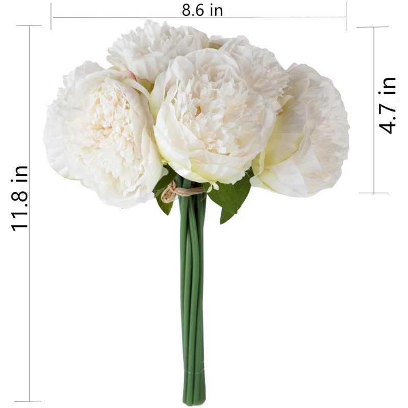 Arrangement floral en soie dans un vase, Blanc lait